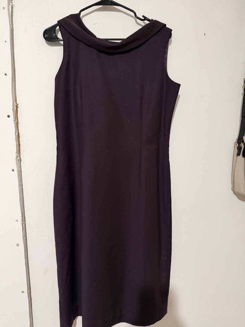 Sleeveless Cowl Neck Sheath Dress in Deep Plum